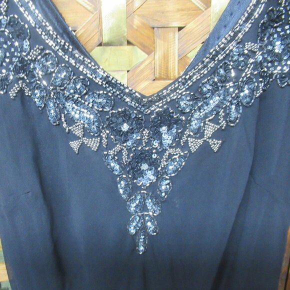 JKara Black Formal Dress with Sequin and Beaded Detail - Picture 5 of 12